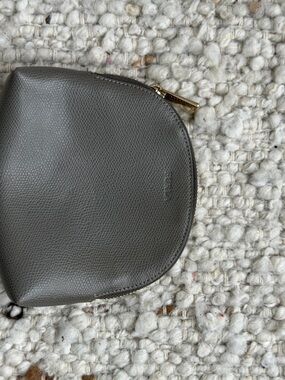 Furla Grey Pebbled Leather Coin Case with Gold Zip